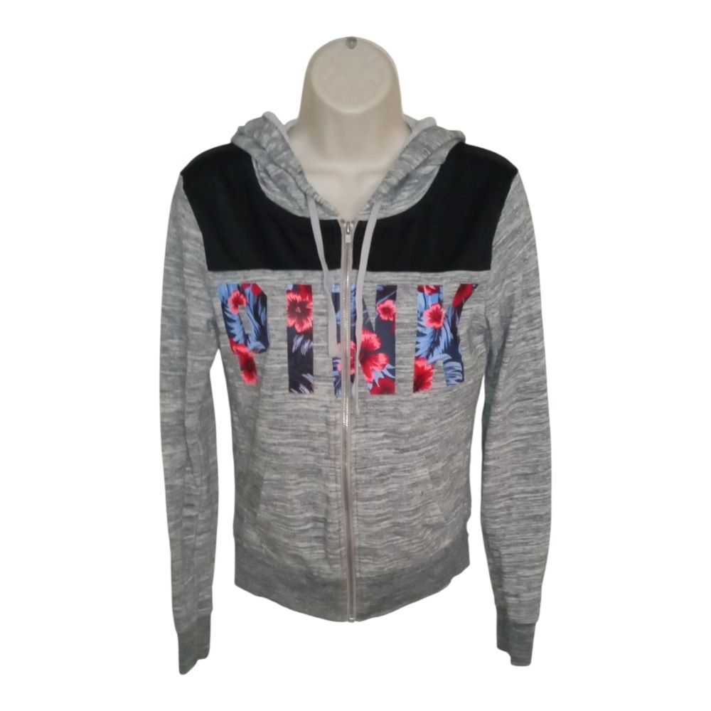 PINK Victoria's Secret Floral Logo Hoodie Size XS